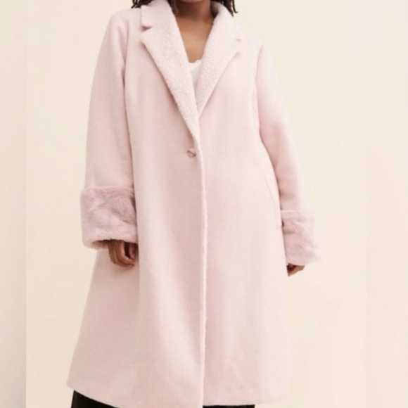 Hutch Soft Pink Mixed Media Overcoat [PP99]